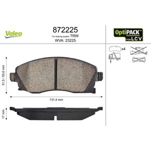 Bremsbelagsatz Scheibenbremse VALEO 872225 für Opel Combo