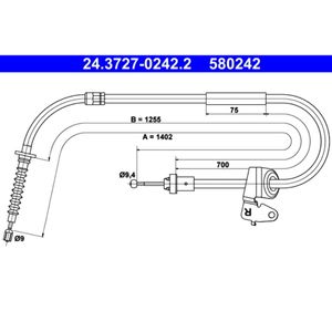 Seilzug Feststellbremse ATE 24.3727-0242.2 für Mini Roadster