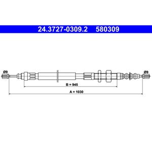 Seilzug Feststellbremse ATE 24.3727-0309.2 für Citroën XM