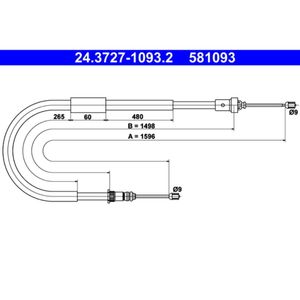 Seilzug Feststellbremse ATE 24.3727-1093.2 für Renault Clio III