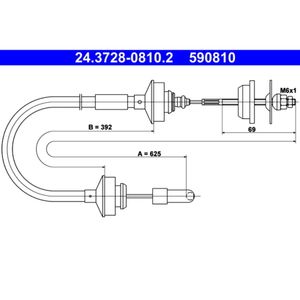 Seilzug Kupplungsbetätigung ATE 24.3728-0810.2 für Peugeot 205 II 309 I