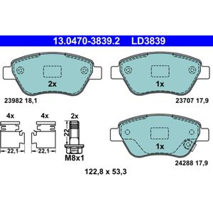 Bremsbelagsatz Scheibenbremse ATE 13.0470-3839.2 für Opel Corsa D Adam