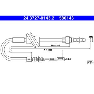 Seilzug Feststellbremse ATE 24.3727-0143.2 für Audi 80 B3 Coupe Cabriolet