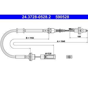 Seilzug Kupplungsbetätigung ATE 24.3728-0528.2 für Fiat Brava Marea