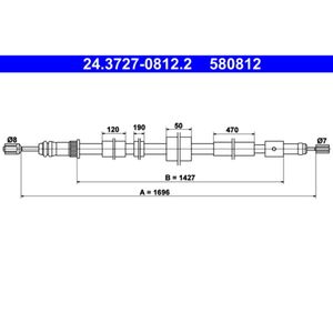 Seilzug Feststellbremse ATE 24.3727-0812.2 für Peugeot 306 Break