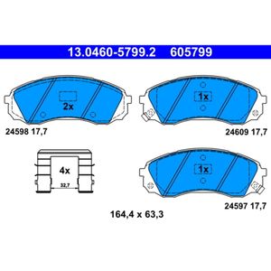 Bremsbelagsatz Scheibenbremse ATE 13.0460-5799.2 für Kia Hyundai H-1 Travel