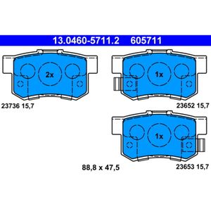 Bremsbelagsatz Scheibenbremse ATE 13.0460-5711.2 für Honda Legend II Shuttle