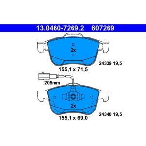 Bremsbelagsatz Scheibenbremse ATE 13.0460-7269.2 für Alfa Romeo Giulietta