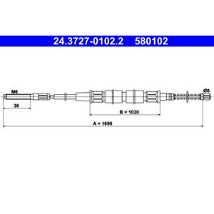 Seilzug Feststellbremse ATE 24.3727-0102.2 für VW Golf I Jetta Scirocco