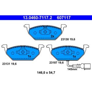 Bremsbelagsatz Scheibenbremse ATE 13.0460-7117.2 für Seat VW Skoda Audi Leon A3