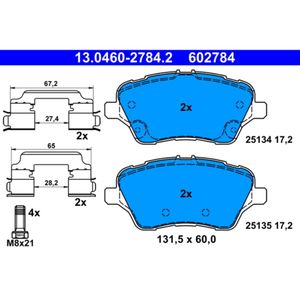 Bremsbelagsatz Scheibenbremse ATE 13.0460-2784.2 für Ford Fiesta VI B-Max