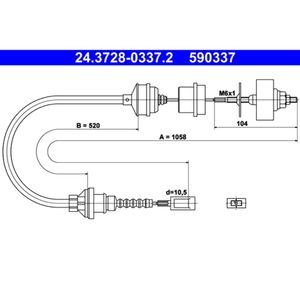 Seilzug Kupplungsbetätigung ATE 24.3728-0337.2 für Peugeot Fiat Citroën Boxer