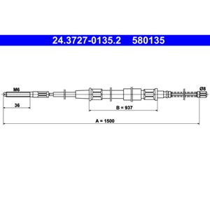 Seilzug Feststellbremse ATE 24.3727-0135.2 für VW Golf III Vento