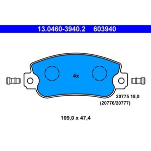 Bremsbelagsatz Scheibenbremse ATE 13.0460-3940.2 für Fiat Lancia Seat Autobianchi