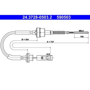 Seilzug Kupplungsbetätigung ATE 24.3728-0503.2 für Fiat Lancia Tipo Dedra Tempra