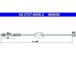 Seilzug Feststellbremse ATE 24.3727-0658.2 für Ford Fiesta V Fusion