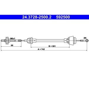 Seilzug Kupplungsbetätigung ATE 24.3728-2500.2 für Skoda VW Felicia I