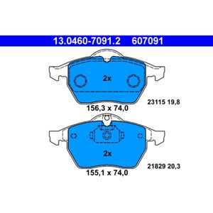 Bremsbelagsatz Scheibenbremse ATE 13.0460-7091.2 für Opel Saab Calibra A 900 II