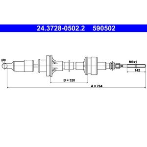 Seilzug Kupplungsbetätigung ATE 24.3728-0502.2 für Fiat Lancia Tipo Dedra Tempra