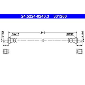 Bremsschlauch ATE 24.5224-0240.3 für VW Porsche Kaefer 1500,1600 Karmann Ghia