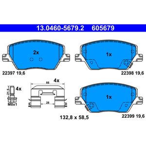 Bremsbelagsatz Scheibenbremse ATE 13.0460-5679.2 für Fiat Tipo