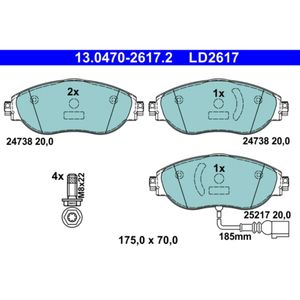 Bremsbelagsatz Scheibenbremse ATE 13.0470-2617.2 für Seat VW Audi Skoda Cupra A3