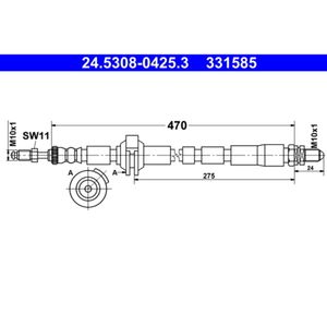 Bremsschlauch ATE 24.5308-0425.3 für Ford KA