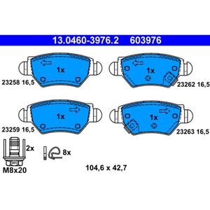 Bremsbelagsatz Scheibenbremse ATE 13.0460-3976.2 für Opel Astra G CC Zafira A