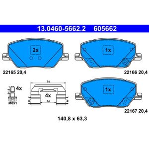 Bremsbelagsatz Scheibenbremse ATE 13.0460-5662.2 für Jeep Fiat Renegade 500x