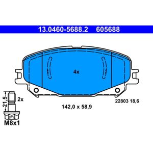 Bremsbelagsatz Scheibenbremse ATE 13.0460-5688.2 für Renault Espace V Megane IV