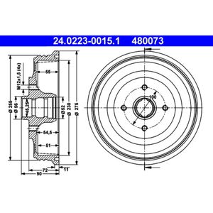 Bremstrommel ATE 24.0223-0015.1 (2 Stk.) für VW Seat Caddy II Inca