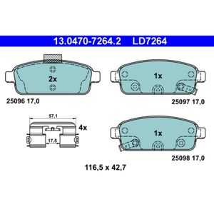 Bremsbelagsatz Scheibenbremse ATE 13.0470-7264.2 für Opel Chevrolet Vauxhall