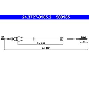 Seilzug Feststellbremse ATE 24.3727-0165.2 für Seat VW Ibiza II Cordoba Polo III