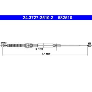 Seilzug Feststellbremse ATE 24.3727-2510.2 für Skoda Superb II