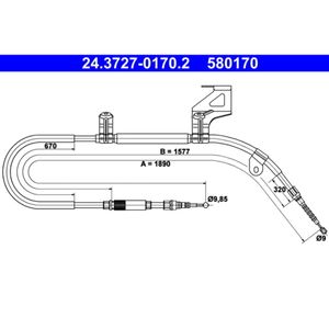 Seilzug Feststellbremse ATE 24.3727-0170.2 für VW Passat B5 Variant