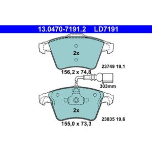 Bremsbelagsatz Scheibenbremse ATE 13.0470-7191.2 für VW Touareg