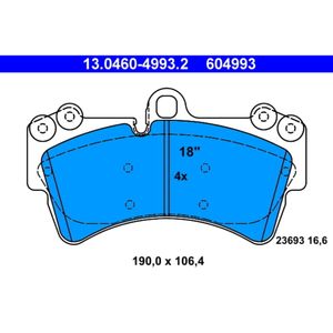 Bremsbelagsatz Scheibenbremse ATE 13.0460-4993.2 für Audi Porsche VW Q7