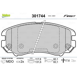 VALEO 301744 Bremsbelagsatz, Scheibenbremse