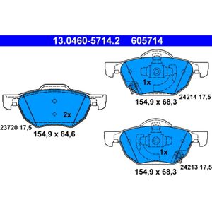 Bremsbelagsatz Scheibenbremse ATE 13.0460-5714.2 für Honda Accord VII