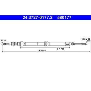 Seilzug Feststellbremse ATE 24.3727-0177.2 für VW Transporter T4