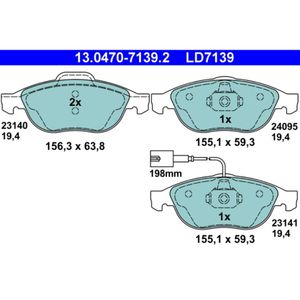 Bremsbelagsatz Scheibenbremse ATE 13.0470-7139.2 für Alfa Romeo Lancia 156 Lybra