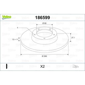 Bremsscheibe VALEO 186599 für Citroën Peugeot Berlingo First C3 II