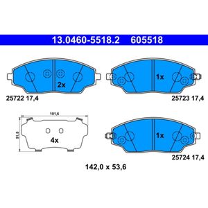 Bremsbelagsatz Scheibenbremse ATE 13.0460-5518.2 für Chevrolet Aveo