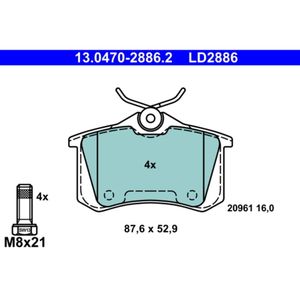 Bremsbelagsatz Scheibenbremse ATE 13.0470-2886.2 für VW Audi Seat Skoda Polo III