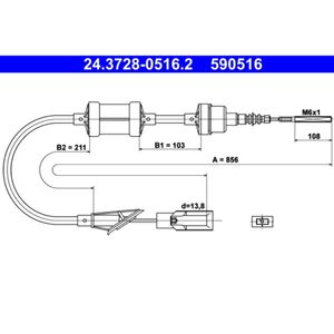 Seilzug Kupplungsbetätigung ATE 24.3728-0516.2 für Fiat Lancia Punto Y