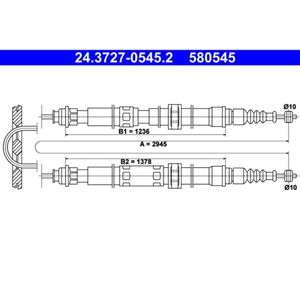 Seilzug Feststellbremse ATE 24.3727-0545.2 für Lancia Fiat Thema SW Croma