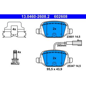 Bremsbelagsatz Scheibenbremse ATE 13.0460-2608.2 für Abarth Fiat 500 595 695