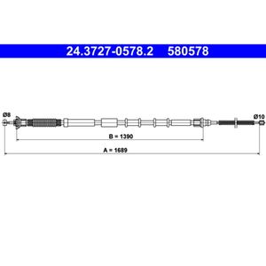 Seilzug Feststellbremse ATE 24.3727-0578.2 für Fiat Punto Evo Grande