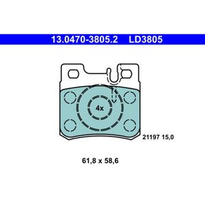 Bremsbelagsatz Scheibenbremse ATE 13.0470-3805.2 für Mercedes-Benz 190 124 E