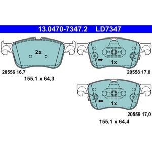 Bremsbelagsatz Scheibenbremse ATE 13.0470-7347.2 für Ford Focus IV Kuga III Puma